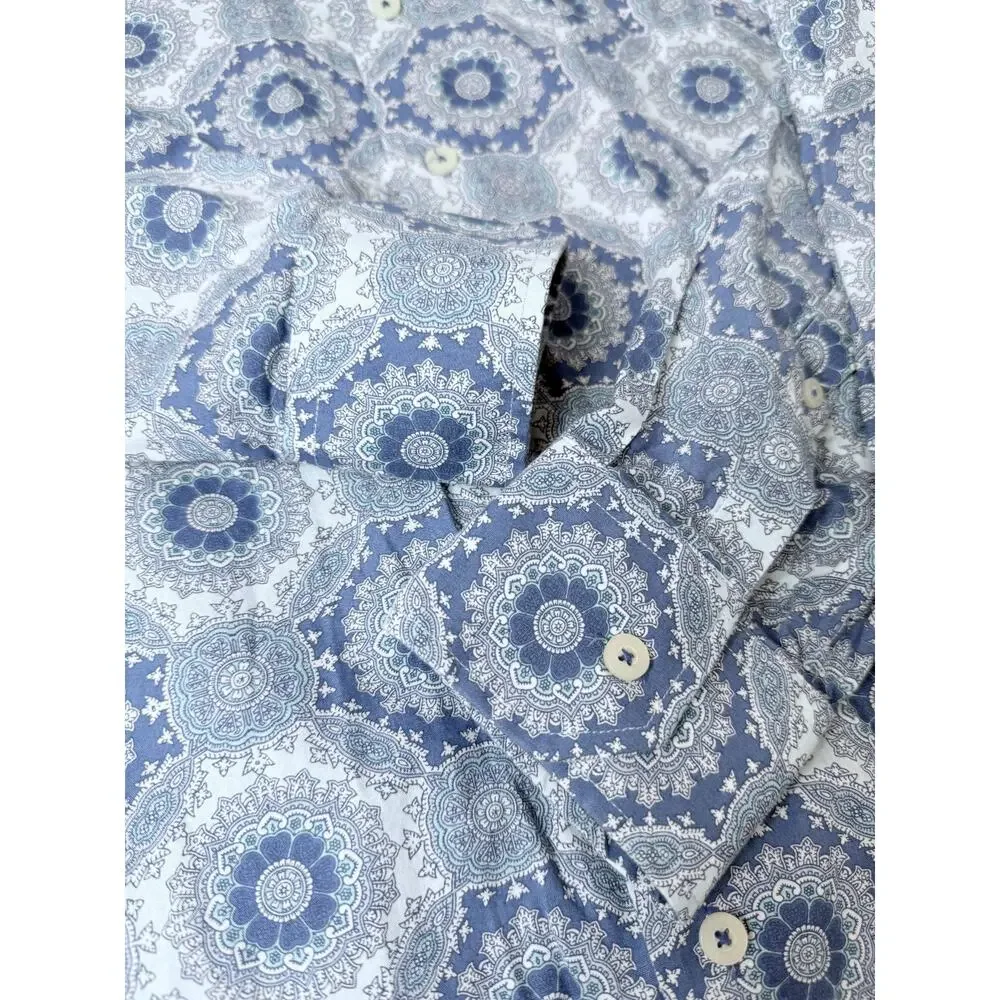 Alan Flusser Blue Pattern Button Up Shirt Size XL - Picture 8 of 11